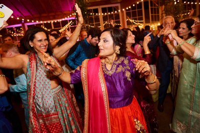 Wedding sangeet event celebrations and ceremonies at the Castle Hill Cider in Keswick, Virginia