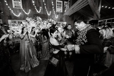 Wedding sangeet event celebrations and ceremonies at the Castle Hill Cider in Keswick, Virginia