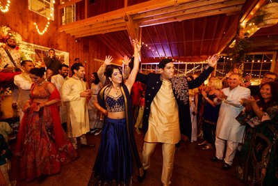 Wedding sangeet event celebrations and ceremonies at the Castle Hill Cider in Keswick, Virginia