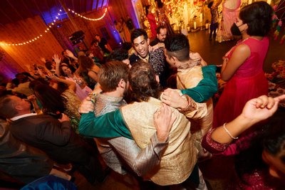 Wedding sangeet event celebrations and ceremonies at the Castle Hill Cider in Keswick, Virginia