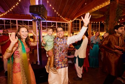 Wedding sangeet event celebrations and ceremonies at the Castle Hill Cider in Keswick, Virginia