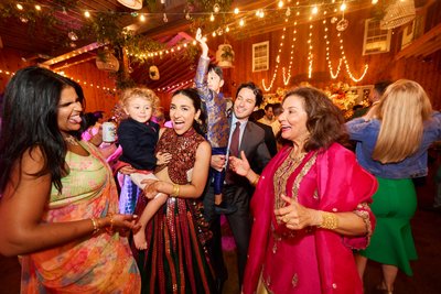 Wedding sangeet event celebrations and ceremonies at the Castle Hill Cider in Keswick, Virginia