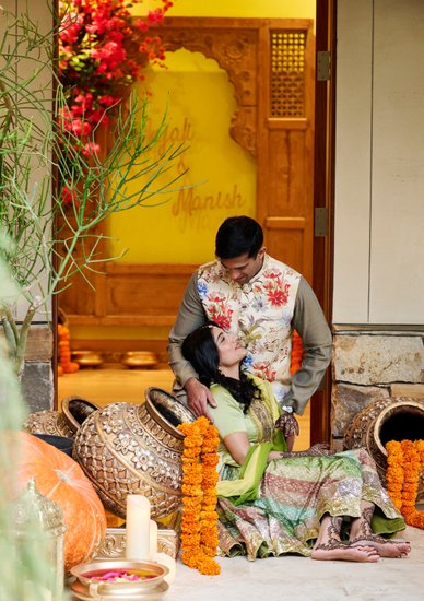 Wedding mehndi event celebrations and ceremony at bride’s private residence in Charlottesville, Virginia