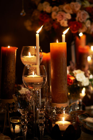 Centerpieces & Candles at a Reception