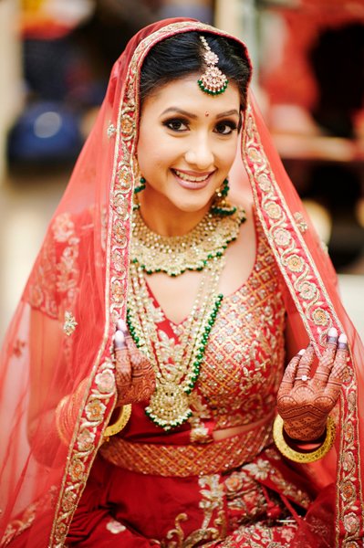 Indian Bridal Portrait in Red Wedding Dress