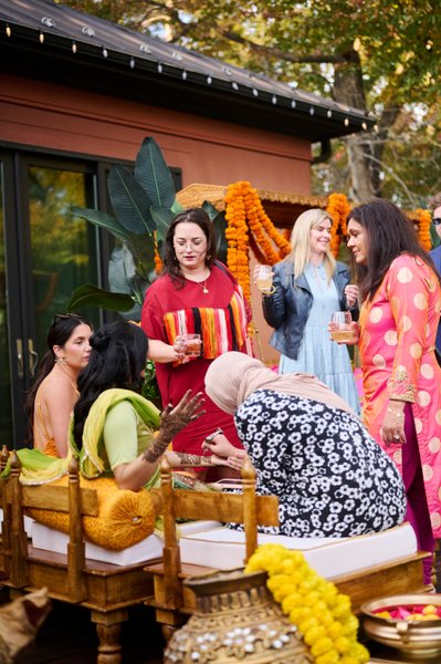 Wedding mehndi event celebrations and ceremony at bride’s private residence in Charlottesville, Virginia