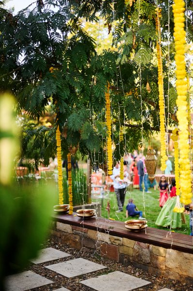 Wedding mehndi event celebrations and ceremony at bride’s private residence in Charlottesville, Virginia