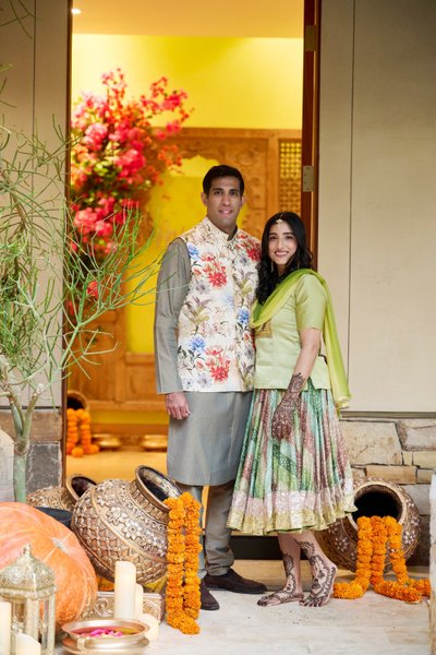 Wedding mehndi event celebrations and ceremony at bride’s private residence in Charlottesville, Virginia