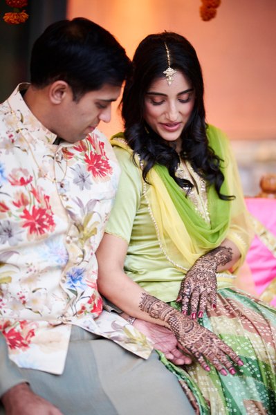 Wedding mehndi event celebrations and ceremony at bride’s private residence in Charlottesville, Virginia