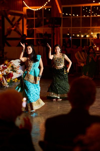 Wedding sangeet event celebrations and ceremonies at the Castle Hill Cider in Keswick, Virginia