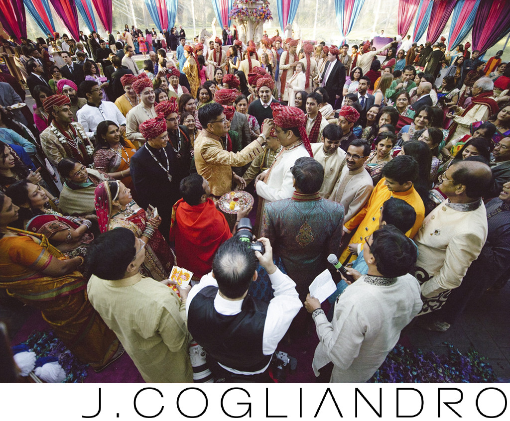 Gathered Guests at Chateau Cocomar Indian Wedding