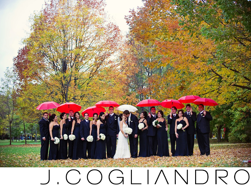 Umbrellas in the Rain Wedding in Niagara Falls, NY 