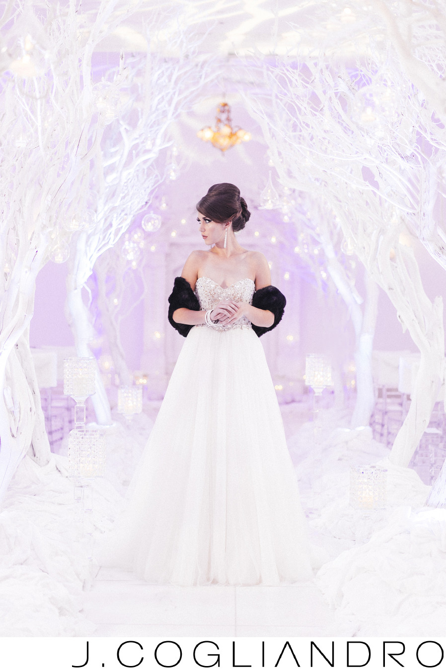 Bride in Winter Wonderland at Chateau Cocomar