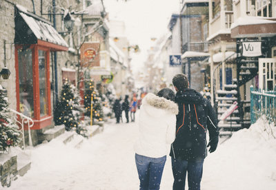 Snowy Quebec Engagement Best Destination Photography
