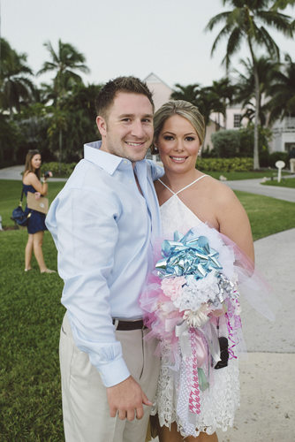 Bride and Groom at the Rehearsal Dinner in The Bahamas