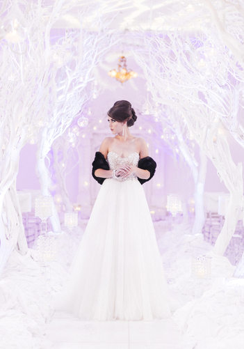 Bride in Winter Wonderland at Chateau Cocomar
