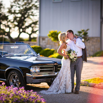 Classic Car Classy Couple in Wedding Photo