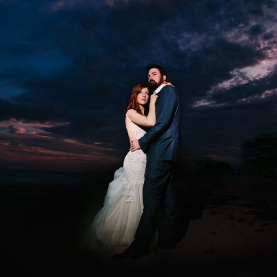 Sunset Wedding Portrait dark sky