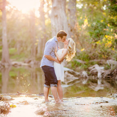 Texas engagement photos woods and water