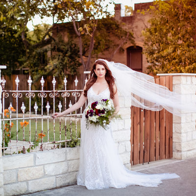 Bridal portrait at a gate