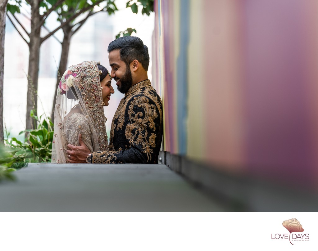 Stunning Indian Muslim NYC wedding couple portrait