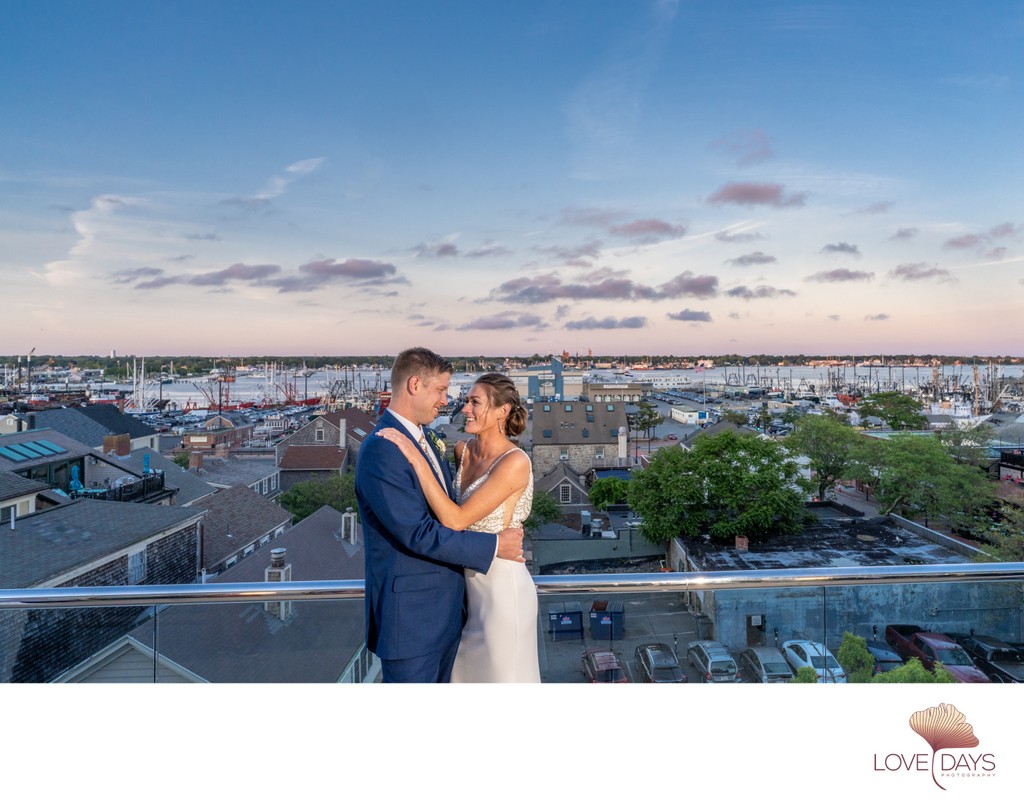 New Bedford Whaling Museum Deck Wedding Portrait