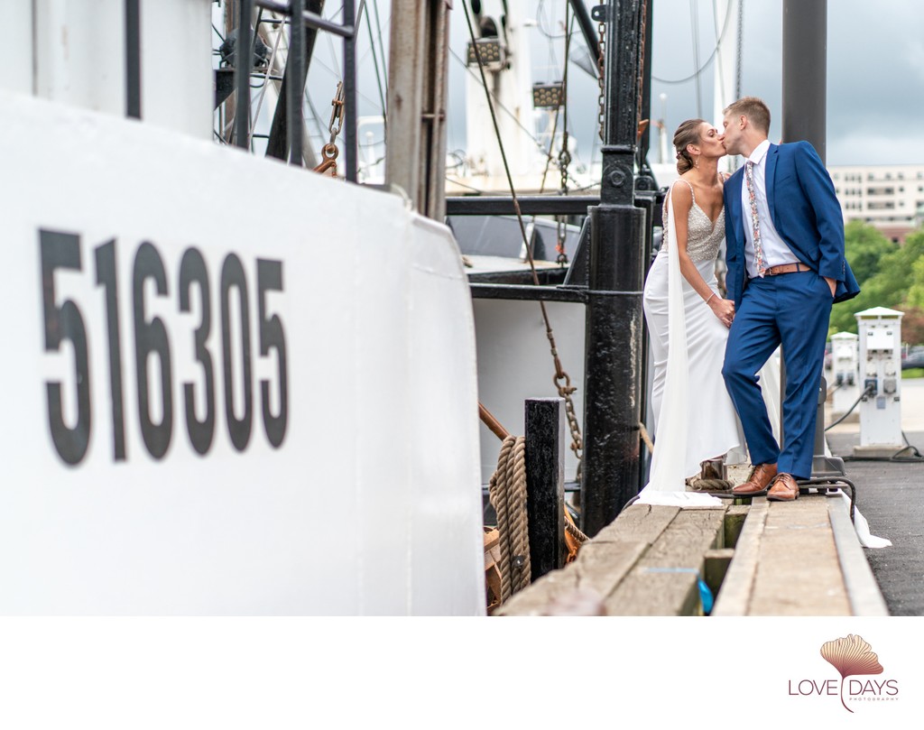 Waterfront Bride and GroomPortraits in New Bedford. 