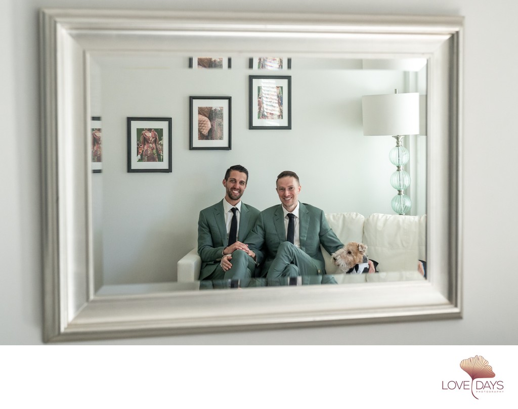 Same Sex Wedding Portrait in mirror