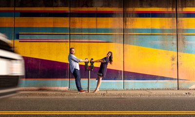 Fenway Park Engagement session - colorful underpass