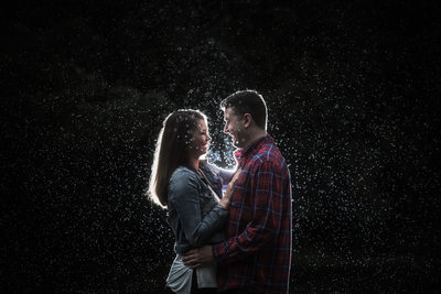 Engagement photos in the rain