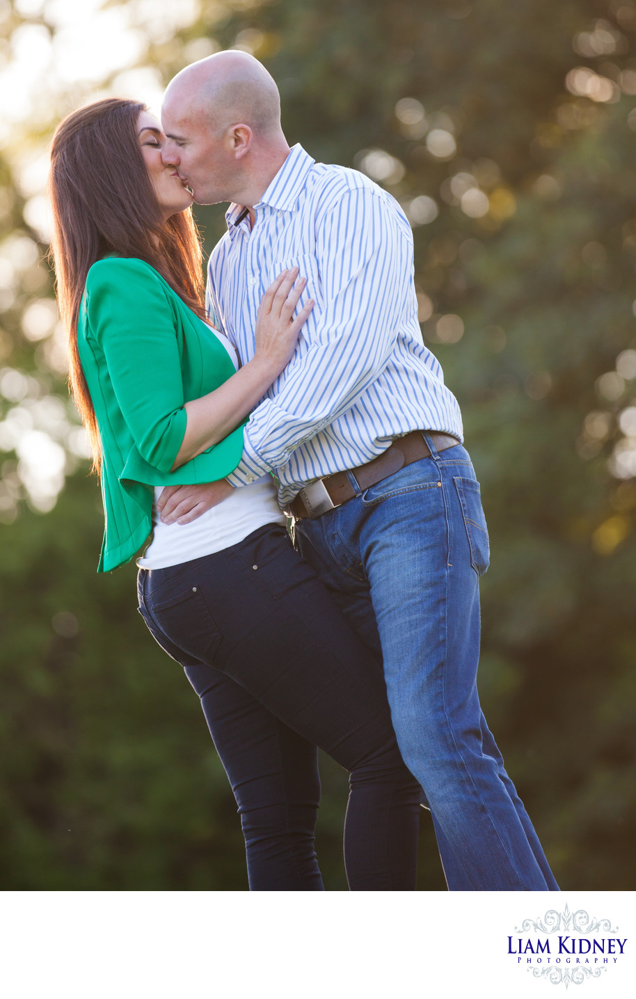 Couple Kissing at Engagement Session in Ireland