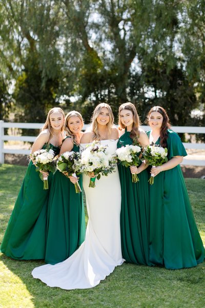 Bride and Bridesmaids at Rancho Guejito Vineyards