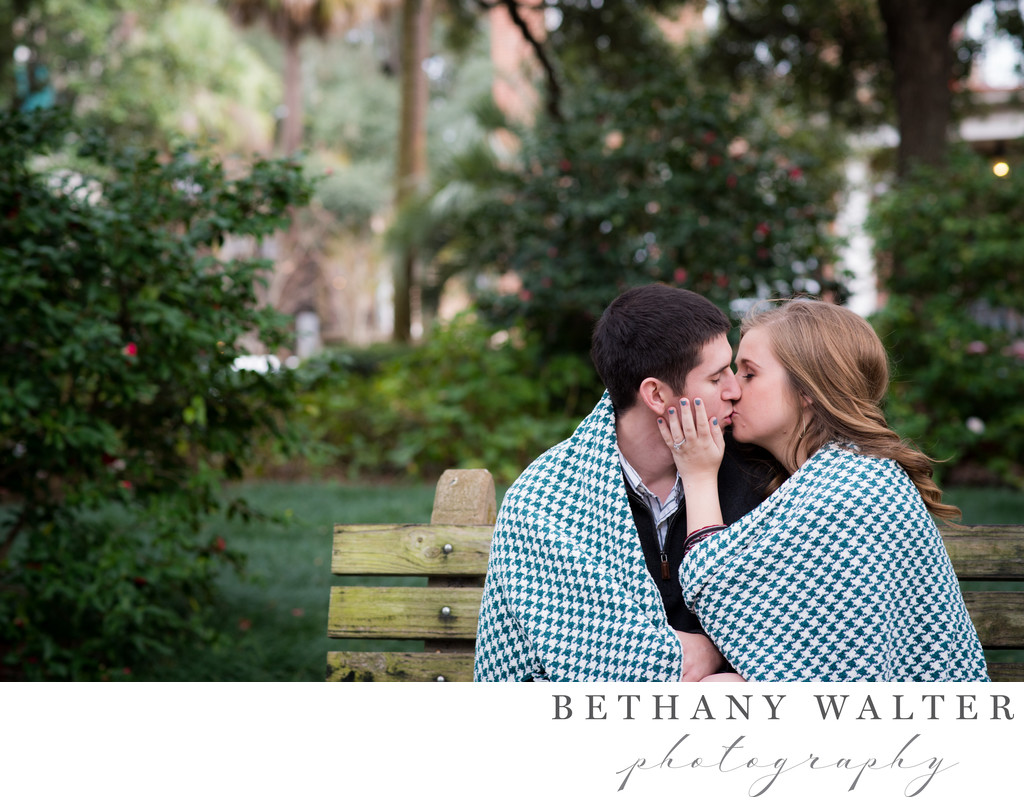 Savannah Engagement Session Couple In Monterey Square 