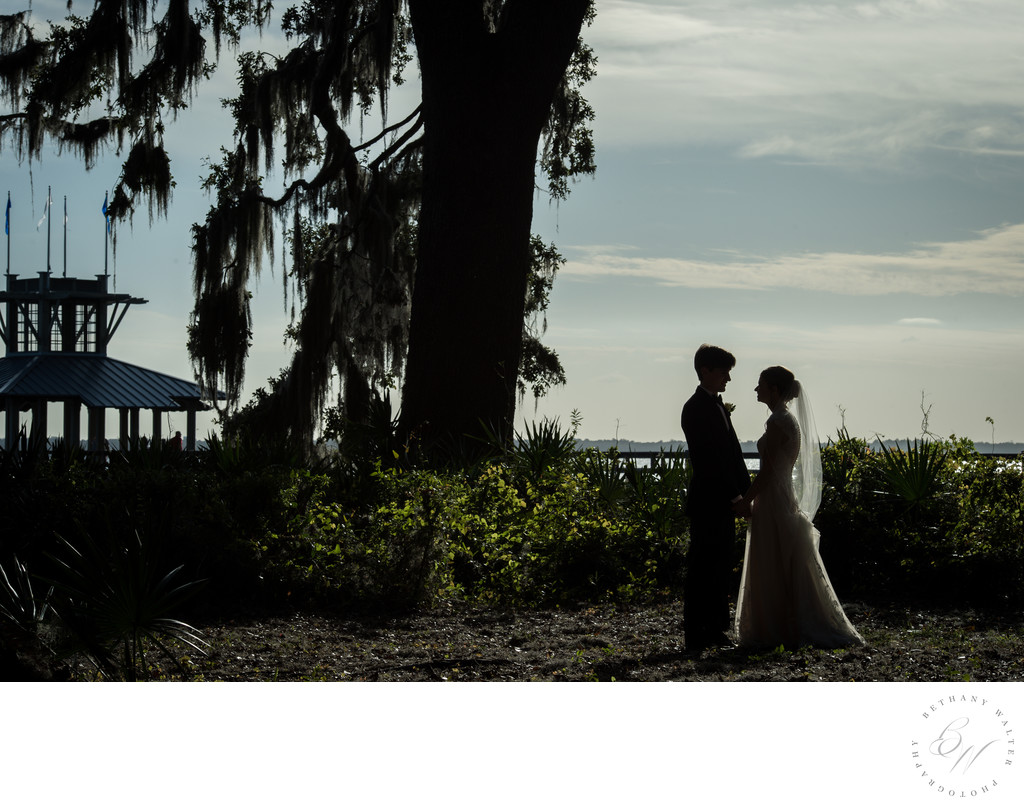 Bride and Groom in St Augustine Near St Johns River 
