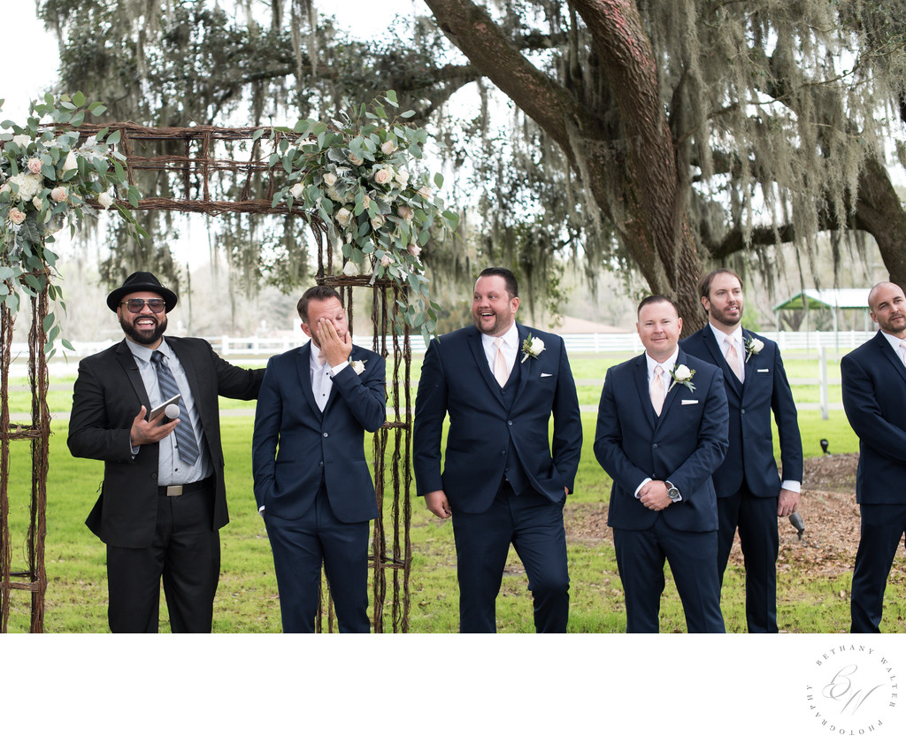 Plantation Oaks Groom Seeing Bride Walk Down the Aisle 