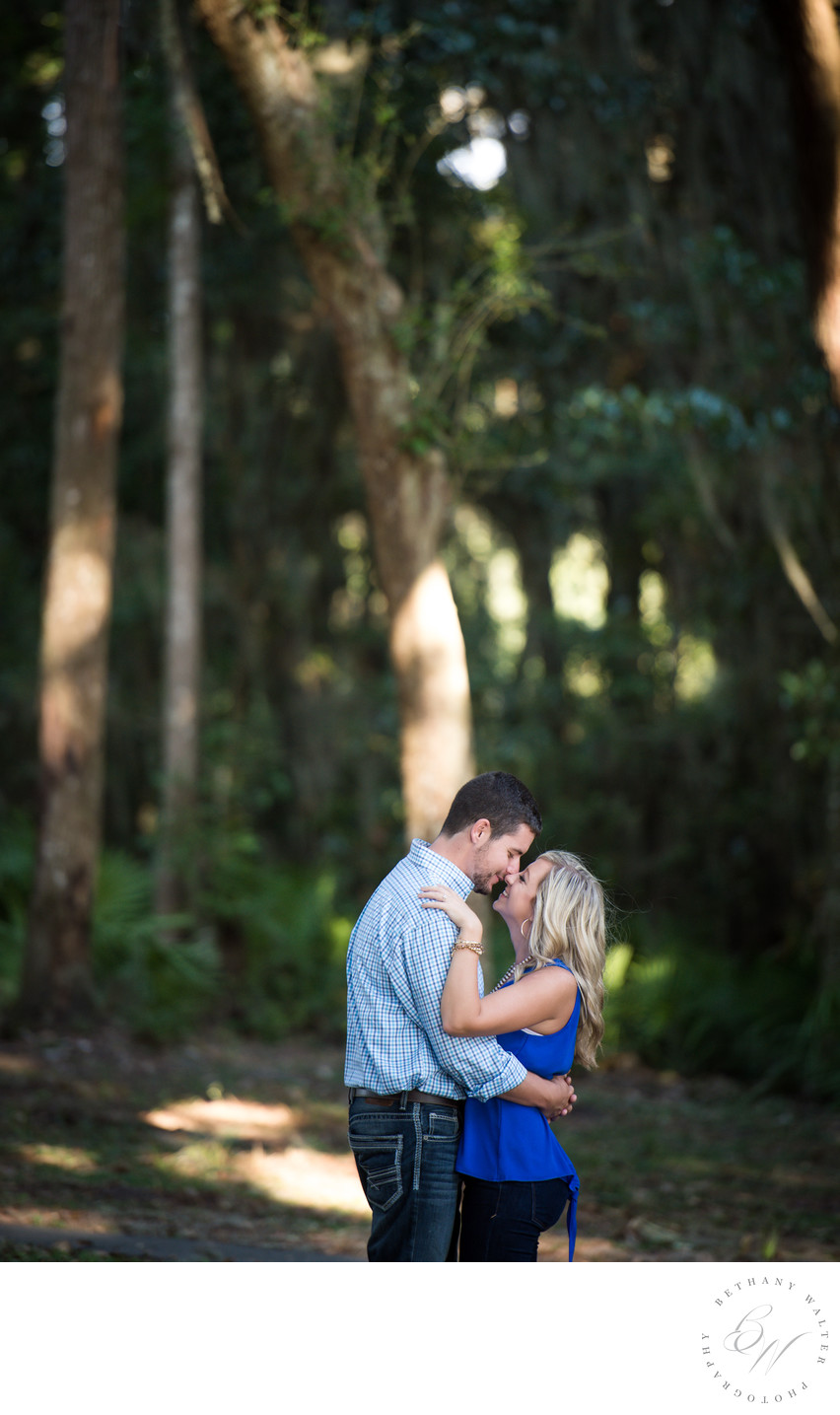 Engaged Couple Embraced During Engagement Session 