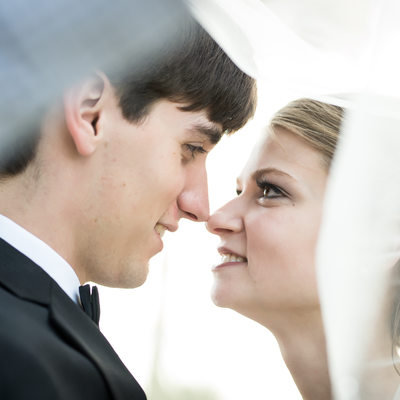 Bride and Groom Under Veil in St Augustine 