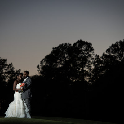Bride and Groom at Sunset in St Augustine St Johns Golf