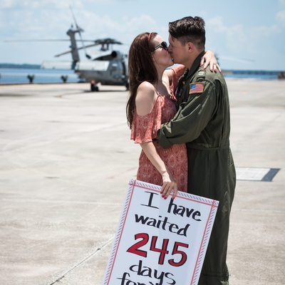 Helicopter Pilot Reunited with Wife Military Homecoming