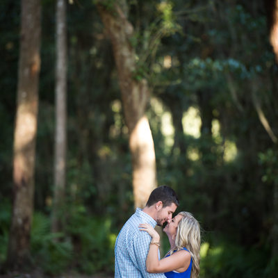 Engaged Couple Embraced During Engagement Session 