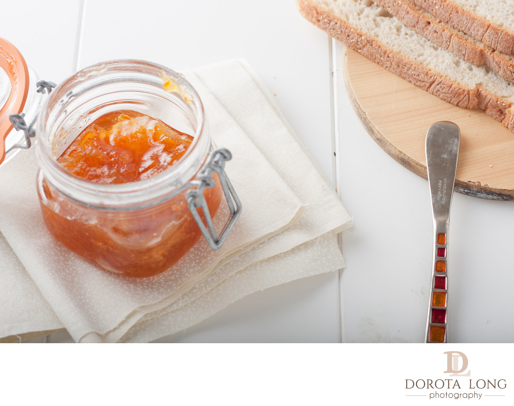 orange or apricot jam with bread