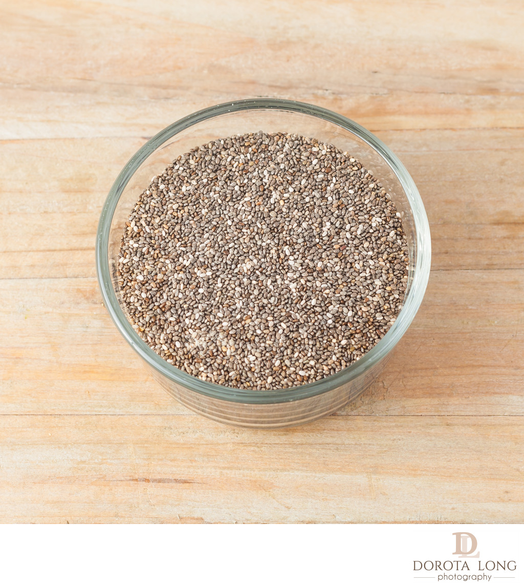 chia seeds in glass container