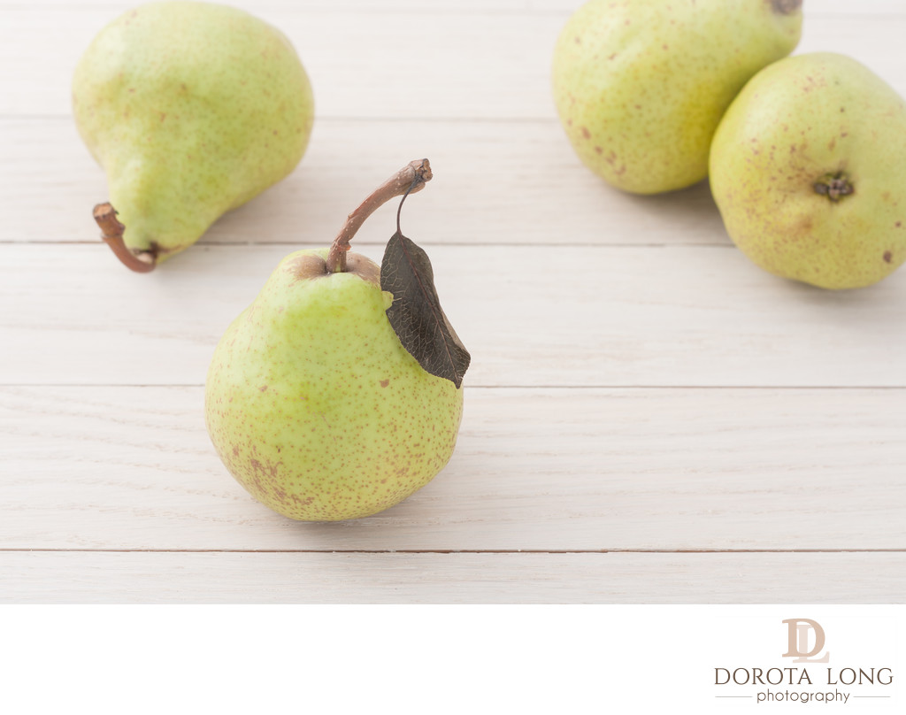 pears on white background