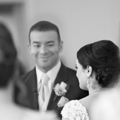 Groom Looking at Bride Wedding Ceremony in Danbury