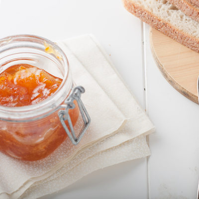 orange or apricot jam with bread