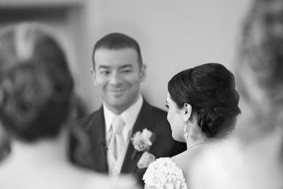 Groom Looking at Bride Wedding Ceremony in Danbury