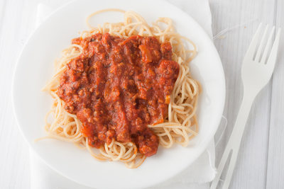 spagetti pasta with meat tomato sauce