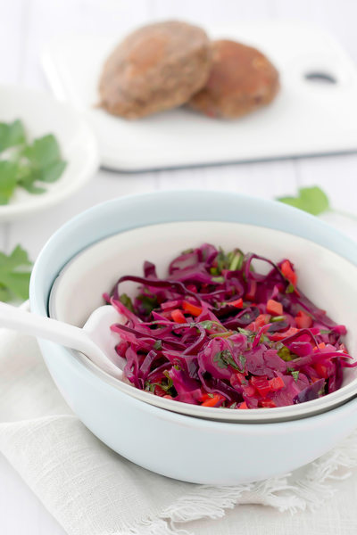 coleslaw made with red cabbage