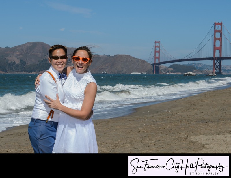 LGBTQ+ City Hall wedding pictures - Baker Beach