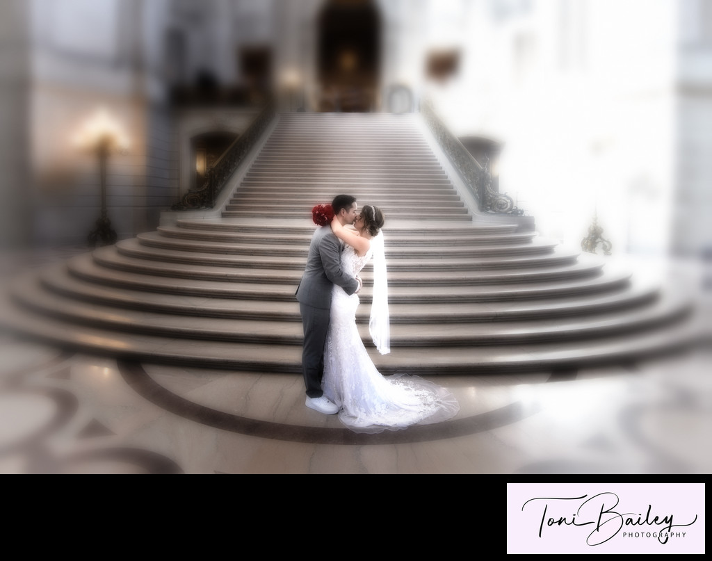 San Francisco grand staircase kiss flower effects photo